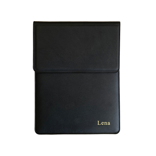 Laptop Hülle aus Leder für 13 Zoll mit Namen - Schwarz | MERSOR