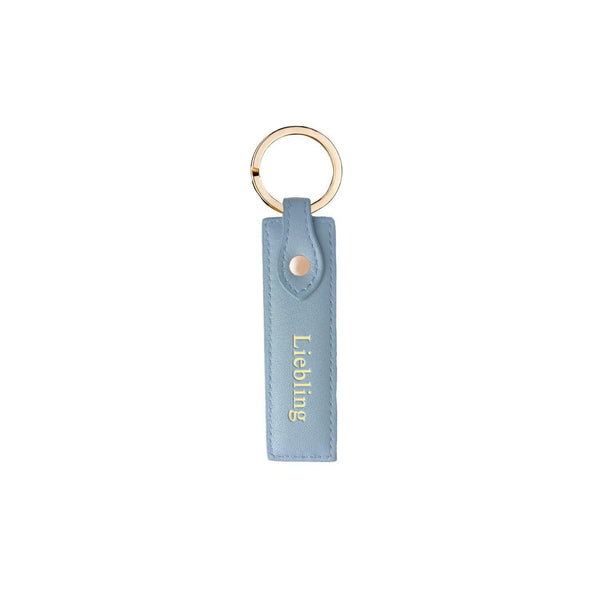 Schlüsselanhänger Classic Glattleder | Eisblau & Gold