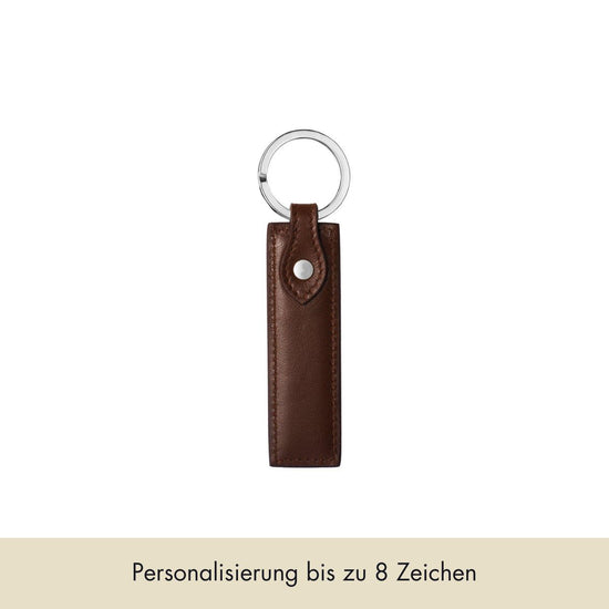 Keycharm Classic Grained Leather | Brown & Silver