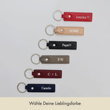 Keycharm Classic Grained Leather | Dark Red & Silver