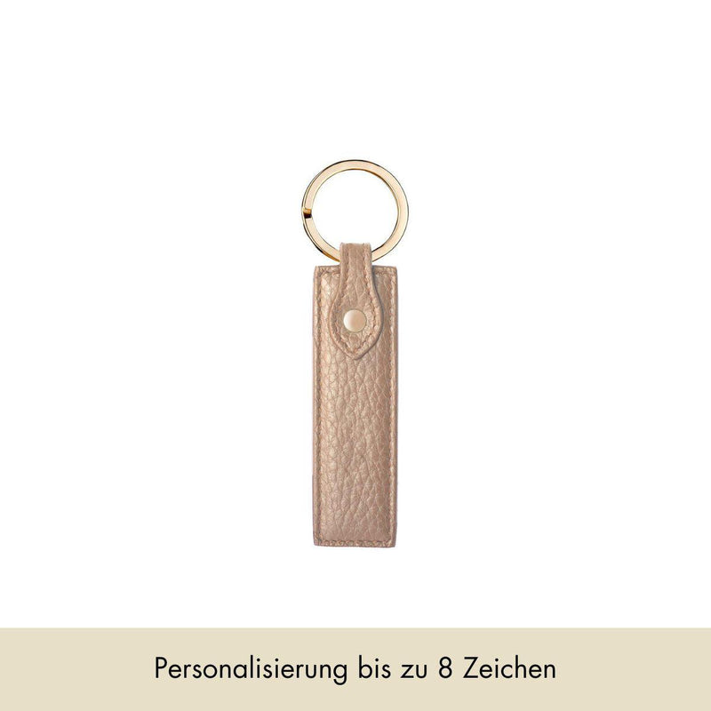 Keycharm Classic Grained Leather | Beige & Gold