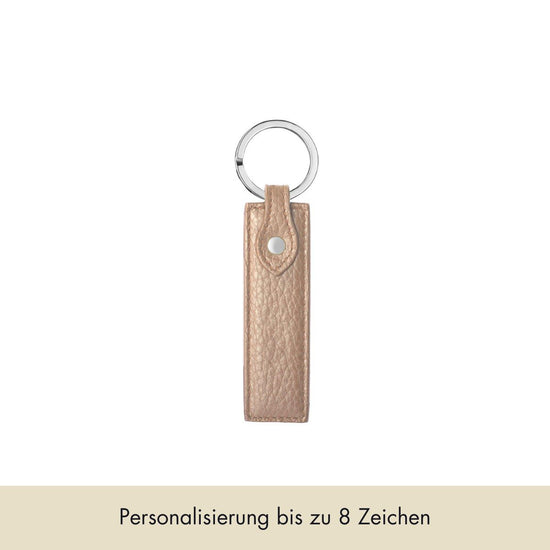 Keycharm Classic Grained Leather | Beige & Silver