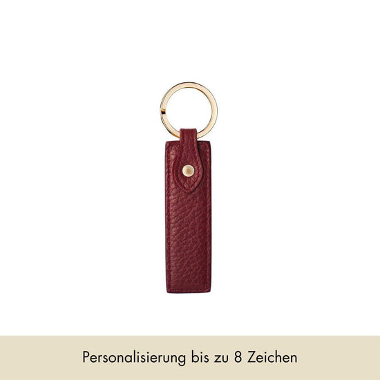 Keycharm Classic Grained Leather | Dark Red & Gold