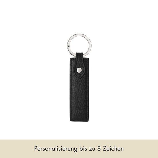 Schlüsselanhänger Classic genarbtes Leder | Schwarz & Silber