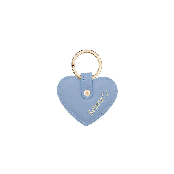 Schlüsselanhänger Herz Glattleder | Eisblau & Gold