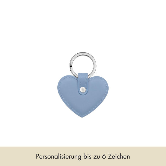Schlüsselanhänger Herz Glattleder | Eisblau & Silber