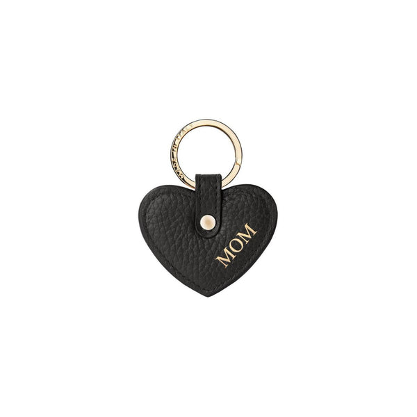 Keycharm Heart grained leather | Black & Gold