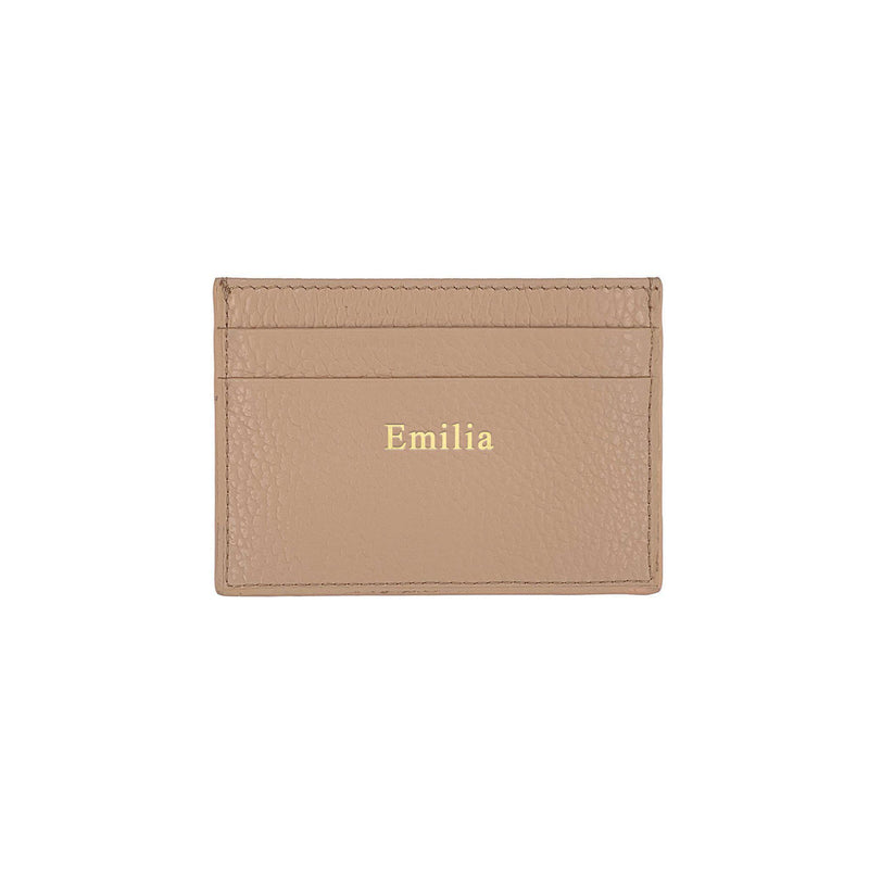 Card Holder Grained Leather | Beige