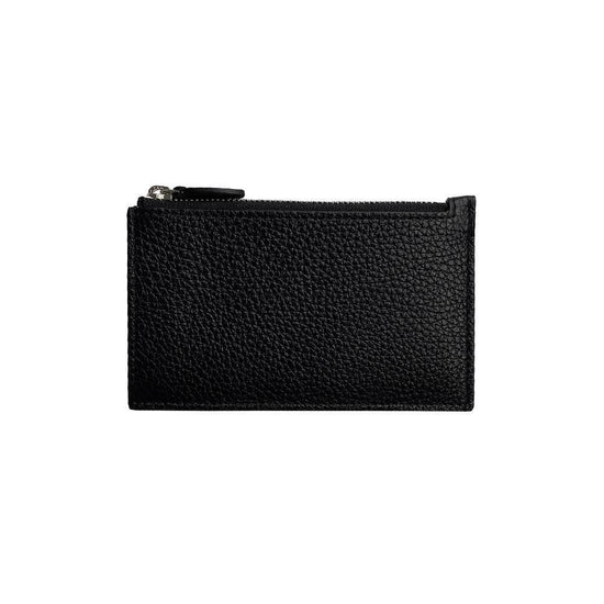 Cardholder With Zipper | Black & Silver