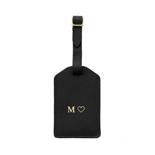 Kofferanhänger aus Leder für Männer mit Initialen - Schwarz & Gold | MERSOR