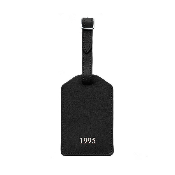 Kofferanhänger aus schwarzem Leder als Geschenk für Herren mit Namen - Schwarz & Silber | MERSOR
