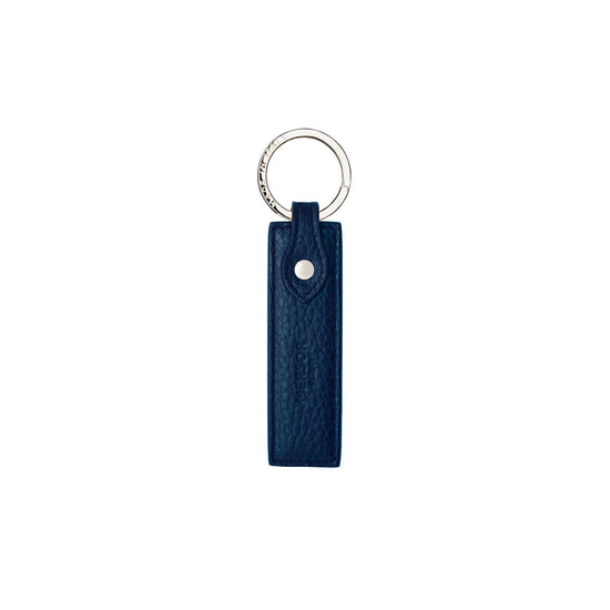 Keycharm Classic Grained Leather | Night Blue & Silver
